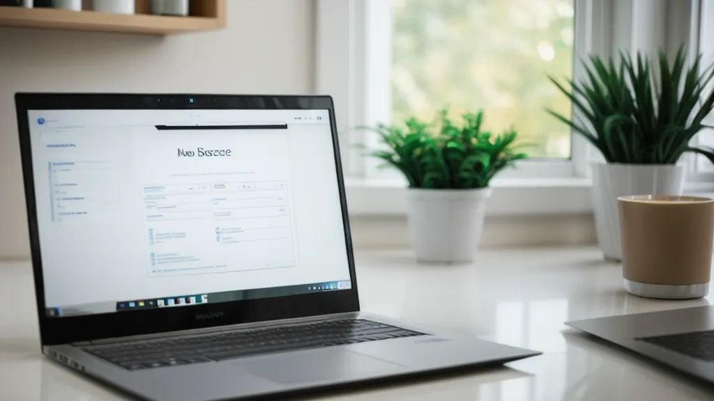 A laptop screen showing a Notion spreadsheet used for tracking search results.