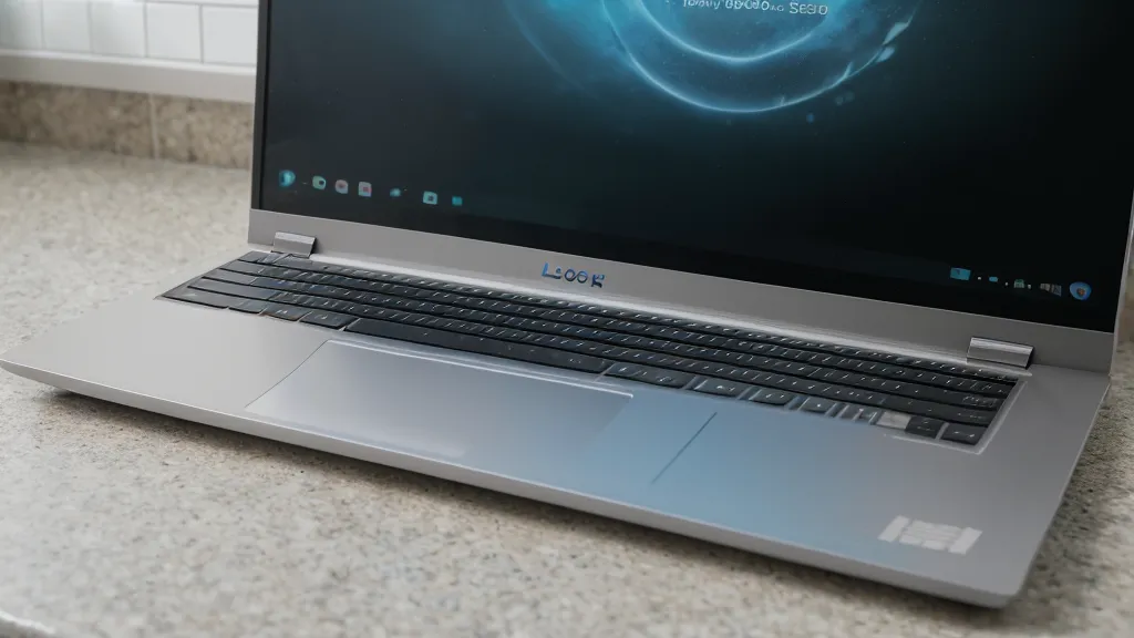 A laptop screen showing a search bar next to a contractor's business card.