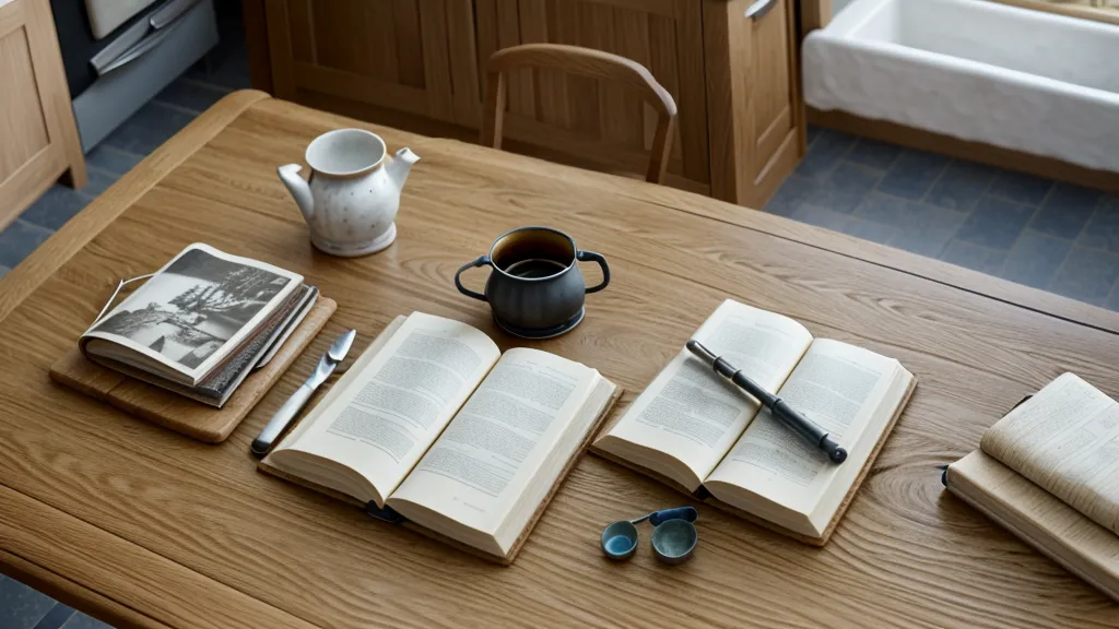 Old family photos next to a smartphone on a kitchen table.