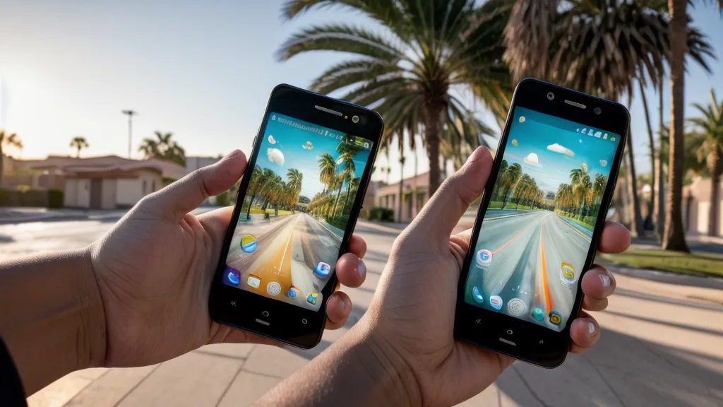 A smartphone displaying the Spokeo app against a suburban Arizona background.