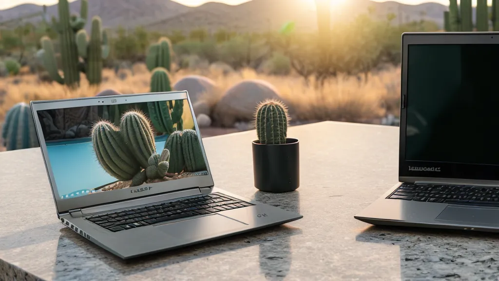 A laptop showing a Notion tracking document next to a smartphone with a dating app.